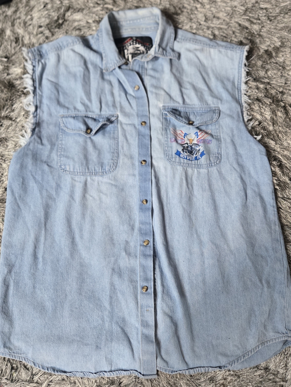 Southernmost Ride Biker Graphic Denim Shirt - Light Blue - Picture 10 of 10